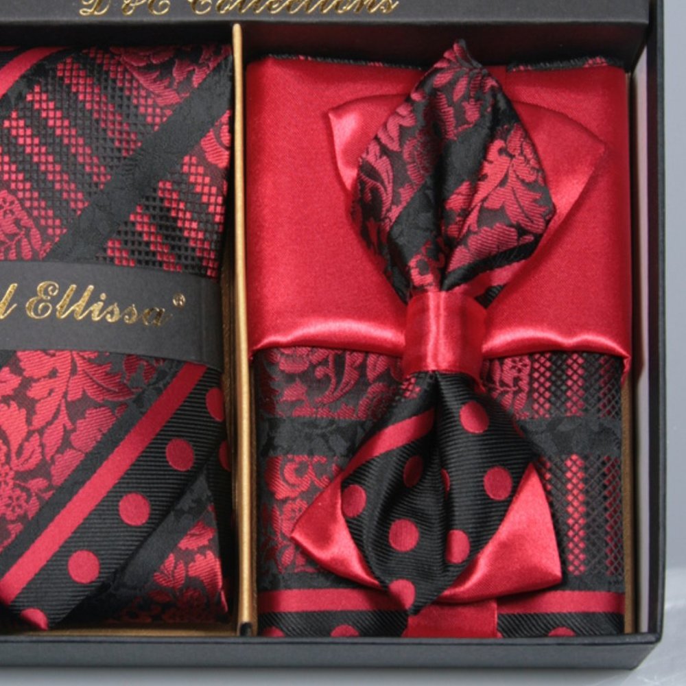 Daniel Ellissa Black Red Bow & Neck Tie 6 Set - Picture 4 of 6